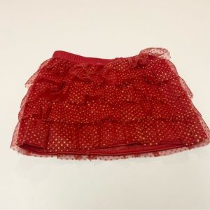 Toddler Girl Red and Gold Tiered Skirt
